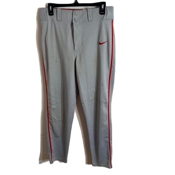 Nike Baseball Pants Small Gray Red Stripe - Picture 1 of 7